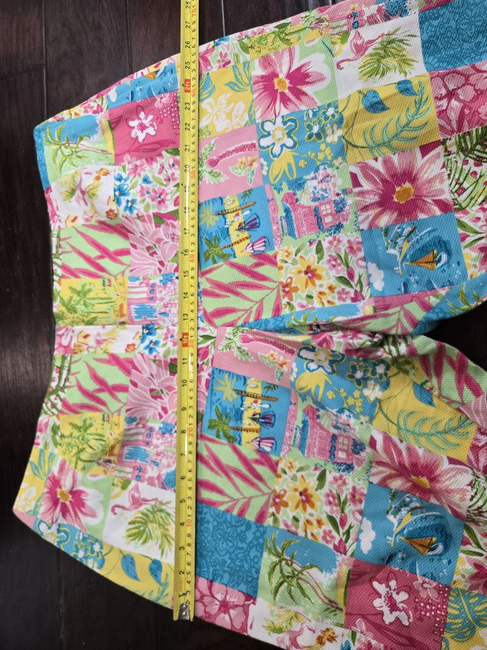 Vintage Y2k Maren Sport Woman 22W Tropical Patchwork Capri Pants Retro Resort